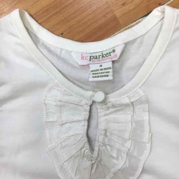 KC Parker Girls Top Size 4 White Ruffle‎ Neck by Hartstrings NEW - Picture 3 of 6